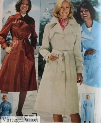 1977 women's 70s trench coats in leather or polyester knit