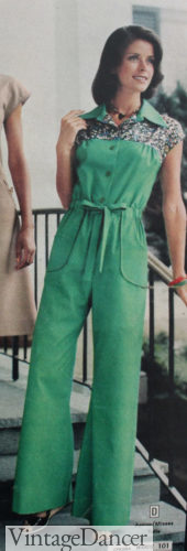 1970 cotton jumpsuit green casual clothing