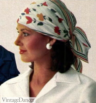 1978 floral and stripe head scarf