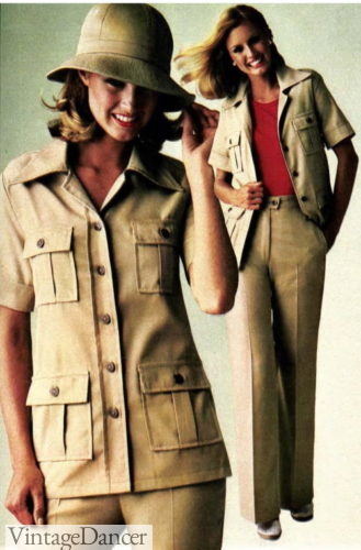 1978 women 70s khaki safari style shirt-jacket