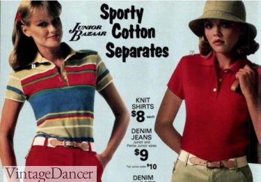 1978 sporty classic polo shirts women rainbow outfits 70s