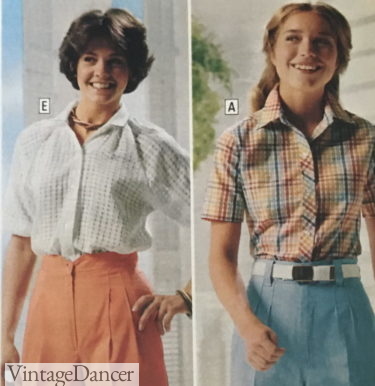 1979 white or plaid blouses