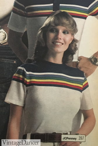 1979 rainbow stripe T-shirt 70s retro tops