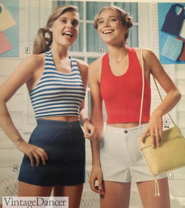 1979 knit halter crop tops 70s casual summer outfits