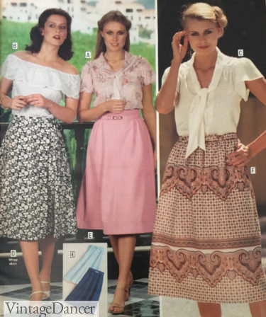 1970s fashion 1979 soft skirts romantic look 1980s fashion