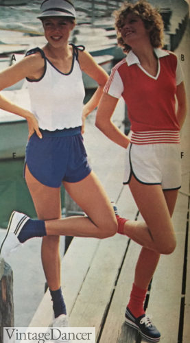 70s exercise clothes teen girls 1979 running shorts and tops