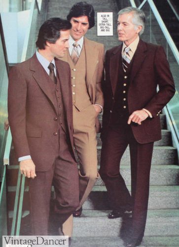 1980 men's natural colored 3 piece suits at VintageDancer