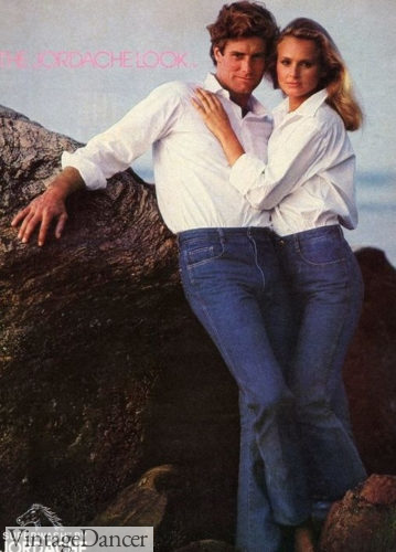 1980s men's Jordache jeans ad straigh leg classic fit blue jeans. At VintageDancer.com