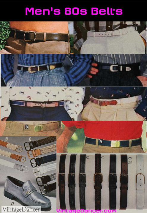1980s men's belts- leather, woven, military and western styles