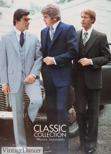 Mid 1980s men's three-piece suits at VintageDancer