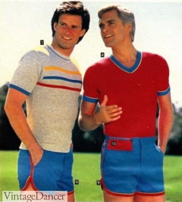 Mens retro gym clothes 1981 Dophin shorts and striped shirts