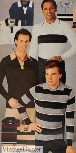 1981 Men's Guys Long Sleeve Polo Shirts at VintageDancer