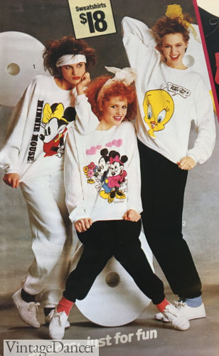 What are some styles from the 80s? 1985 cartoon sweatshirts