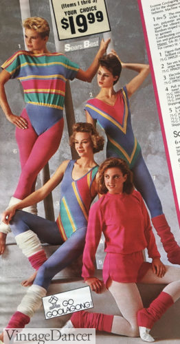 80s rainbow leotards exercise clothes women girls teens