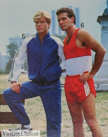 1980s mens workout clothes summer windbreaker jacket and pants shorts