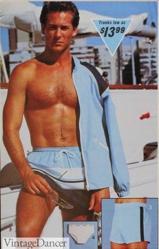 1980s mens swimwear swim trunks shorts and jacket