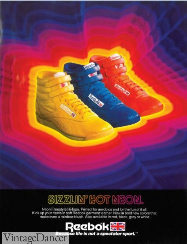 1980s Reebok high top sneakers yellow red blue womens sneakers vintage 80s