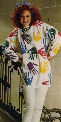 80s teenage sweater handprint ugly 1980s sweater