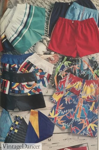 size Medium M Vintage 90s Printed Beach Shorts Swim Trunks Bold Surfer Shorts Floral Patterned Swimwear Beachwear Bold Men Swim Shorts