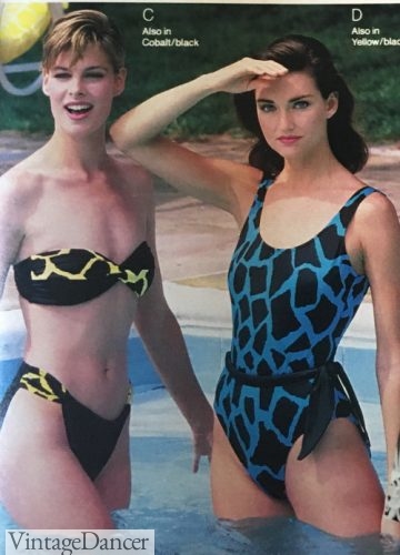 1980s swimsuits leopard bathing suits 80s