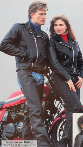 1980s biker fashion men and women 1987 #bikercore