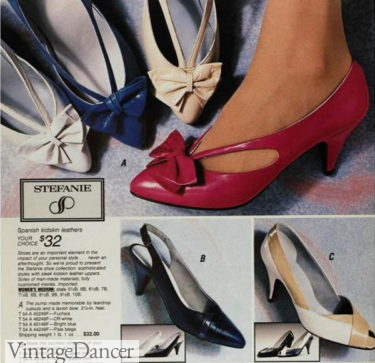 80s heels 1980s bow heel shoes footwear women girls teens