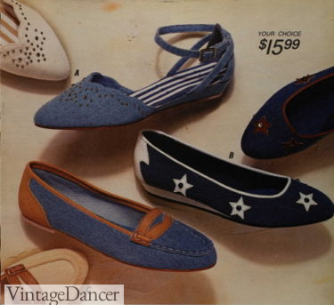 1980s denim flats casual shoes