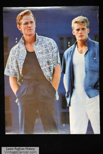 1980s 1987 mens fashion layered shirts casual outfit 80s guys
