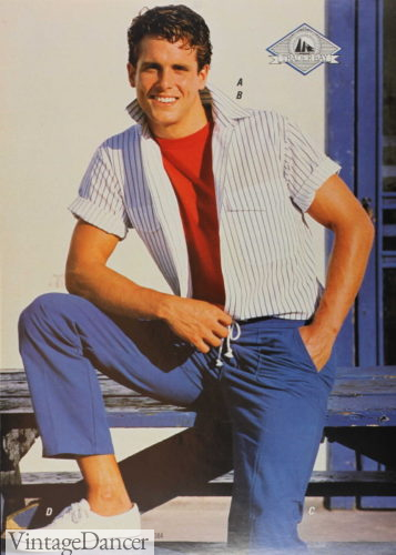 80s guys outfit summer primary colors red white blue
