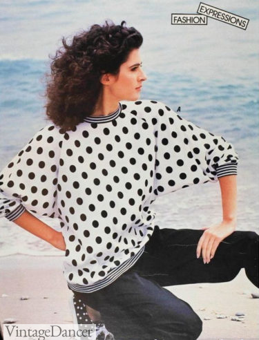 1987 oversize polka dot sweater 80s fashion