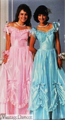 1980s teal and pink ballgowns 80s prom dresses