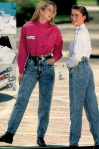 80s fashion 1988 dark wash jeans acid ash