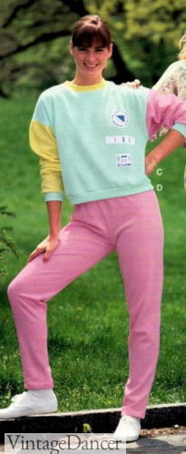1988 colorblock sweat shirt and sweat pants outfit