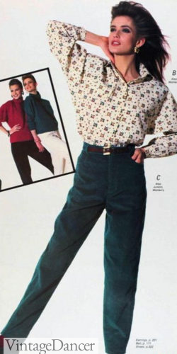 1980s straight leg cords pants women
