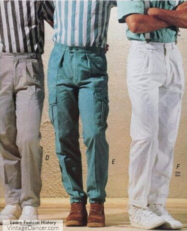 1980s pants trousers pleated waist cargo pants men guys 80s fashion