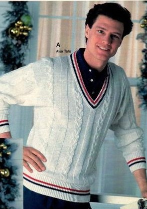 1988 mens college varsity tennis sweater preppy fashion at VintageDancer