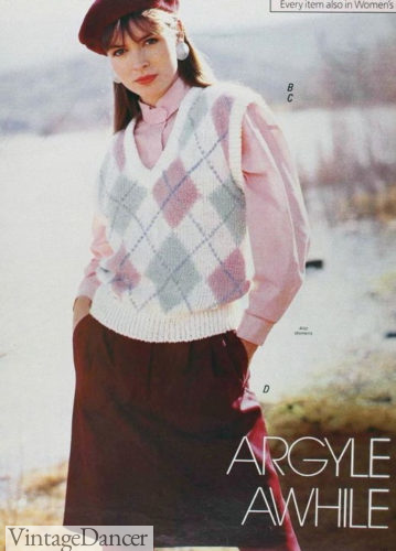 1988 argyle sweater vest and skirt