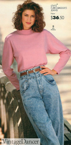 1980s girls women acid-wash jeans
