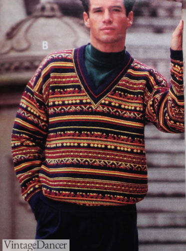 1990 Fair Isle V neck sweater