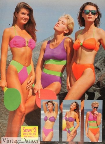 Neon 1990s swimsuits 90s bathing suits bikini one piece