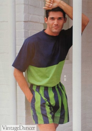 guys 1990s swimwear 1992 Lifeguard stripe trunks