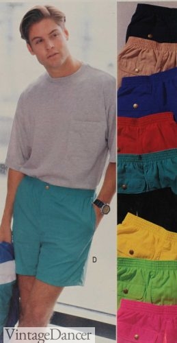 1992 mens crinkle nylon swim shorts with elastic waist and snap