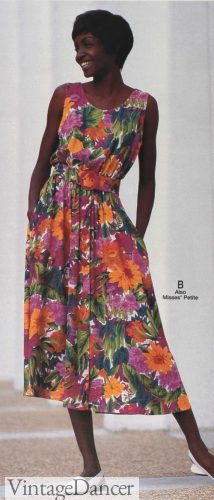 90s sleeveless summer dress floral fun print