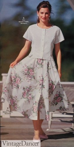 1990s cottagecore floral skirt outfit