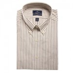 1940's mens brown and white striped shirt