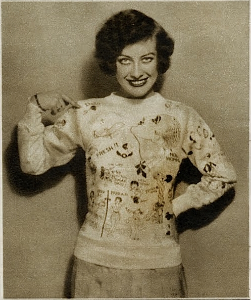 Casual Joan Crawford comic sweater 1920s 1930