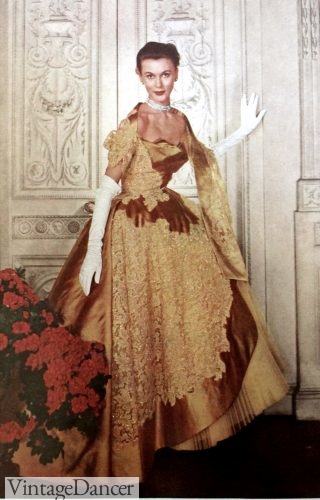 1954 gold lace ballgown