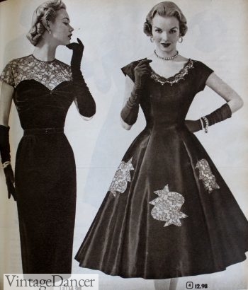 1950s formal dress with long gloves and sparkling bracelets