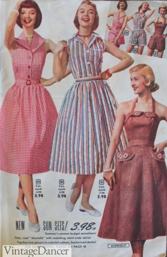 1950s sun dresses and playsuits, adorable designs for a vintage summer
