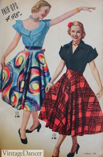 1951 Aldens skirts and tops- notice the art print in the back